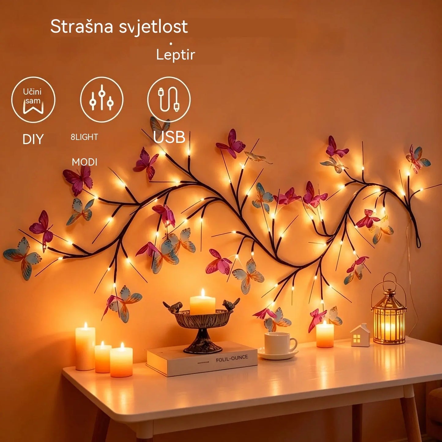 Fleksibilna LED svjetla u obliku penjačice s leptirima – stvorite čarobnu i toplu atmosferu u svom domu
