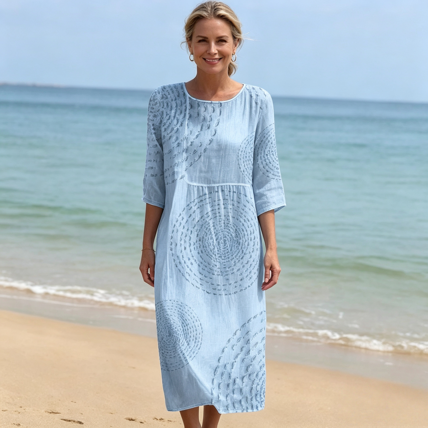 👗 Zadnji dan, 50% popusta! 【XS-4XL】Duga haljina s printom od pamuka i lana, ljetni stil, uski dizajn, široka i prozračna, skriva nedostatke figure i laska figuri.
