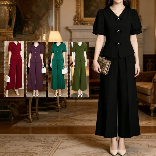 🌸【Majica + široke hlače】Moderan retro set izrađen od cool svilenog materijala—— cool, elegantan i super udoban ✨