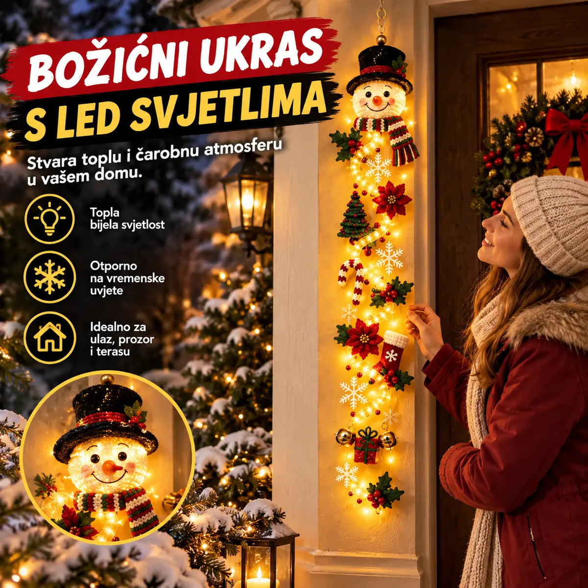 🎄🎃Zadnji dan! 🎅Iskoristite 49% popusta na osvijetljene božićne ukrase za vrata!