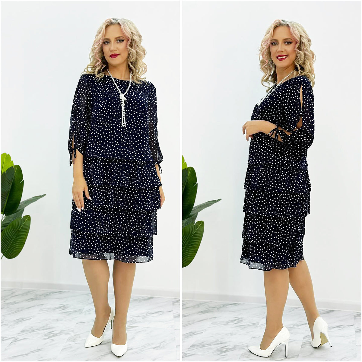 ✨📢Vestido holgado de lunares, elegante, de alta calidad, tallas S-5XL, venta limitada - 3743129 