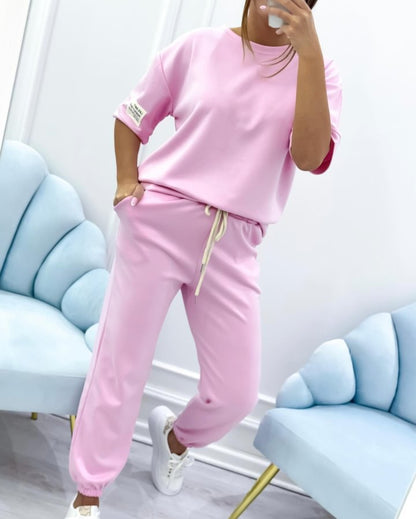 ⏳¡Oferta por tiempo limitado! ⏰【S-5XL】Conjunto casual de top y pantalón liso para mujer