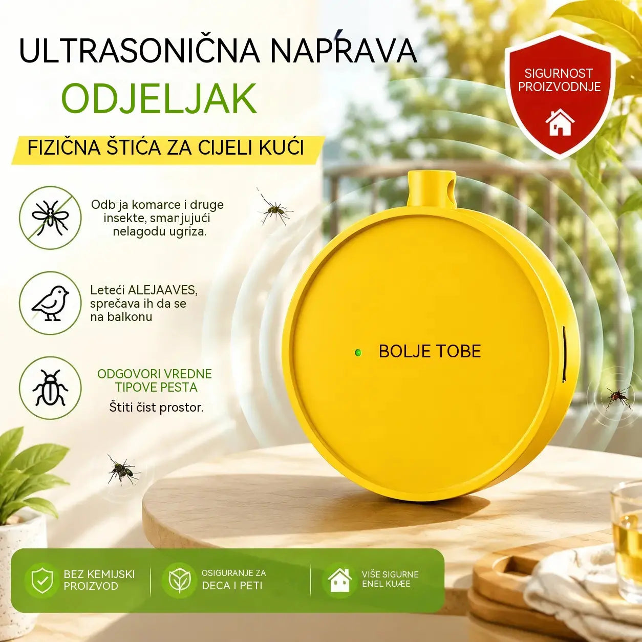 🔥【2 za samo 24 eura】🐦 Prijenosni ultrazvučni repelent za ptice | Automatski repelent za golubove, pogodan za balkone, vrtove i vanjske prostore
