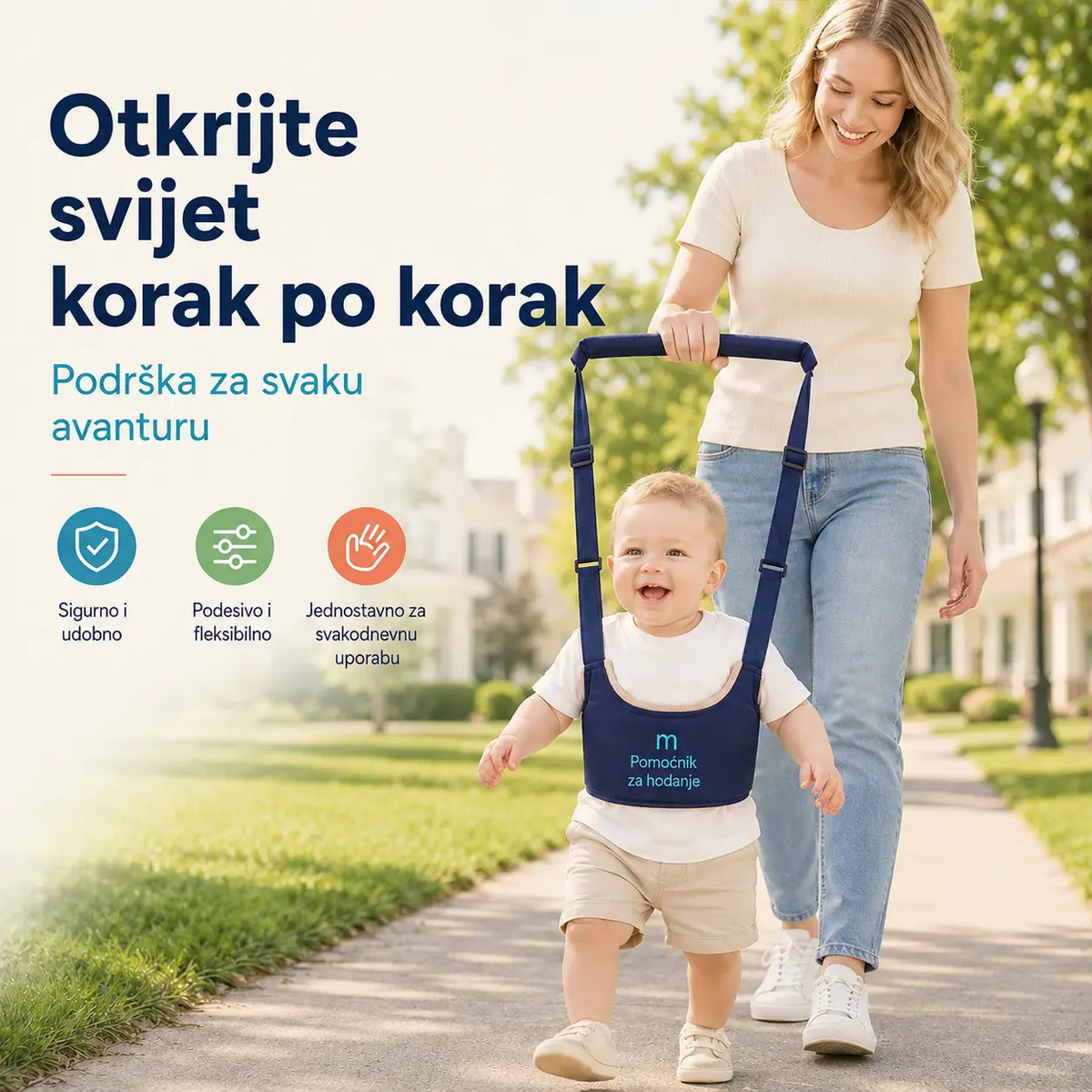 2-u-1 pojas za hodanje za bebe – prozračan, ergonomski i otporan na pad 👶🚼