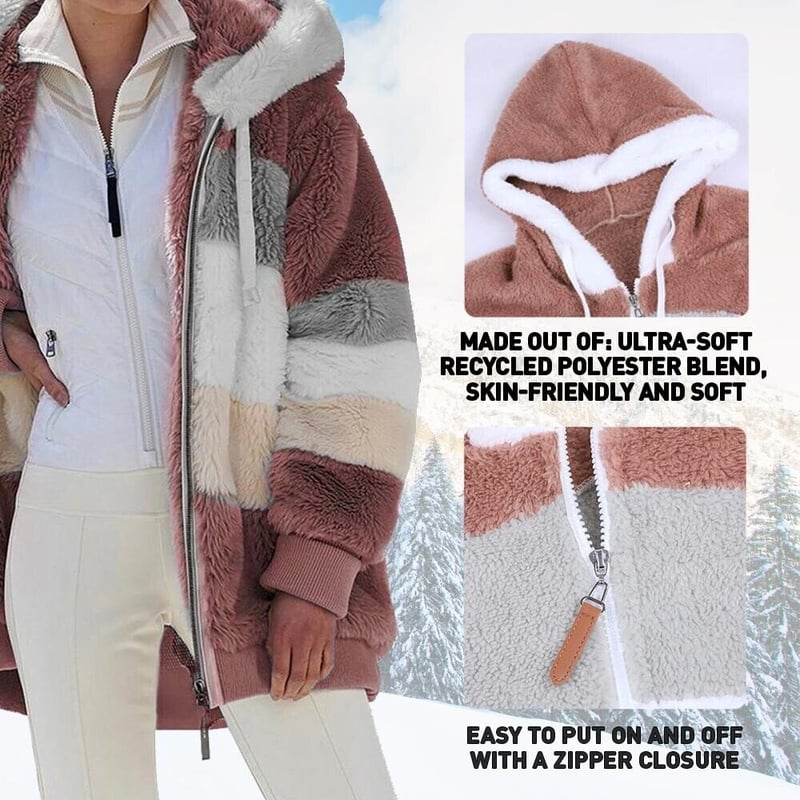 ☃️❄️[N-5XL]2024. 5ova ženska božićna jakna s prugastim dizajnom i krznenim detaljima3795369